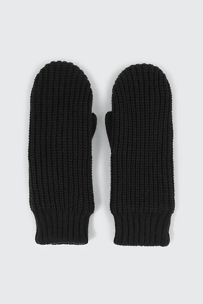 Ardene Fleece Lined Knit Mittens in Black | 100% Acrylic