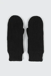 Ardene Fleece Lined Knit Mittens in Black | 100% Acrylic