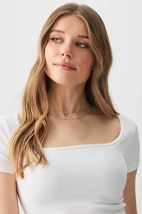 T-shirt court à col carré sans coutures