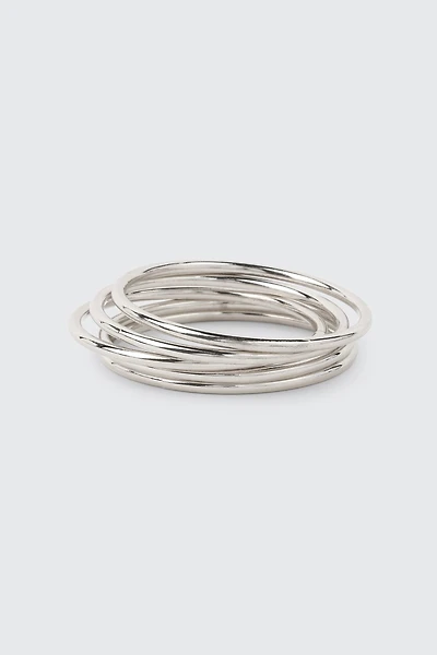 Ardene 5-Pack Tube Bangles in Silver
