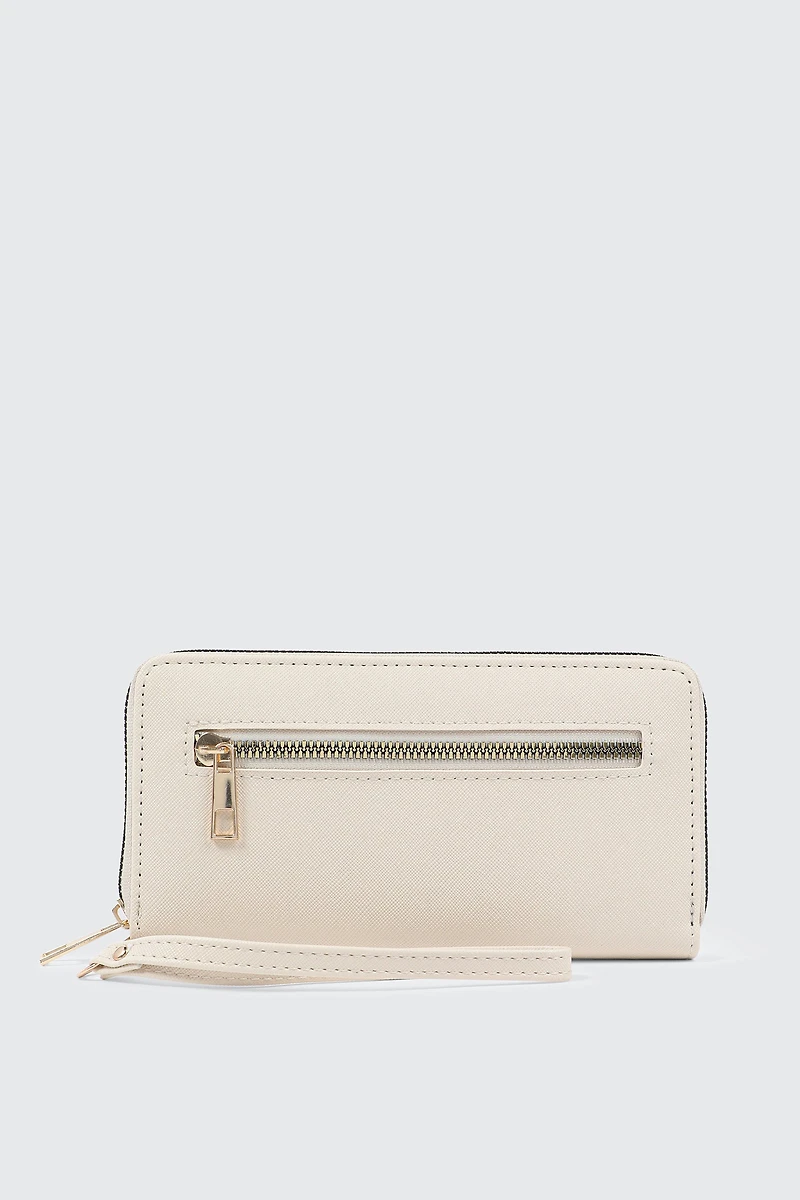 Ardene Accordion Wallet in Off-White | Faux Leather/Polyester