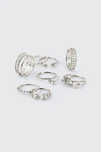 Lot de 10 bagues fines à cristaux