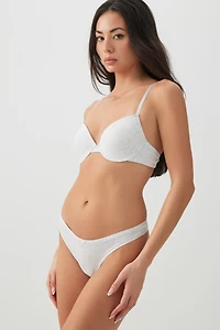 Ardene Everyday Cotton Thong Panty in Light Grey | Size | Spandex/Cotton