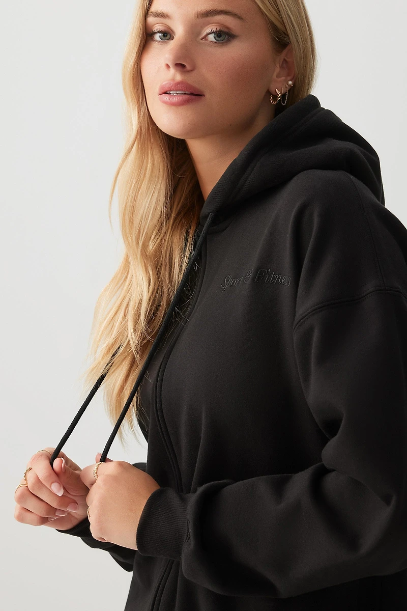 Veste ample à capuchon broderie