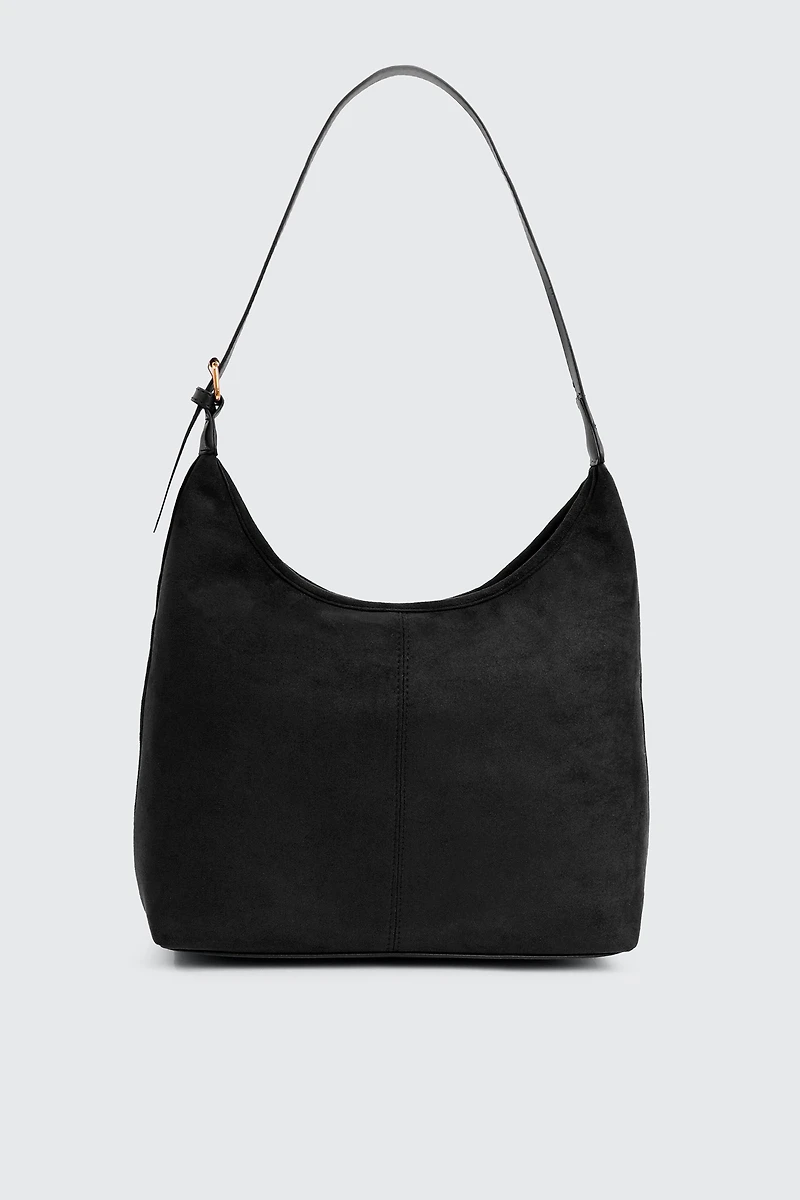 Ardene Large Faux Suede Tote Bag in Black | Polyester/Faux Suede