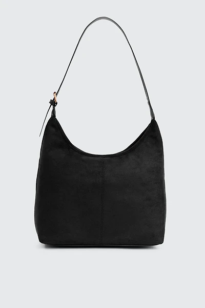 Ardene Large Faux Suede Tote Bag in Black | Polyester/Faux Suede