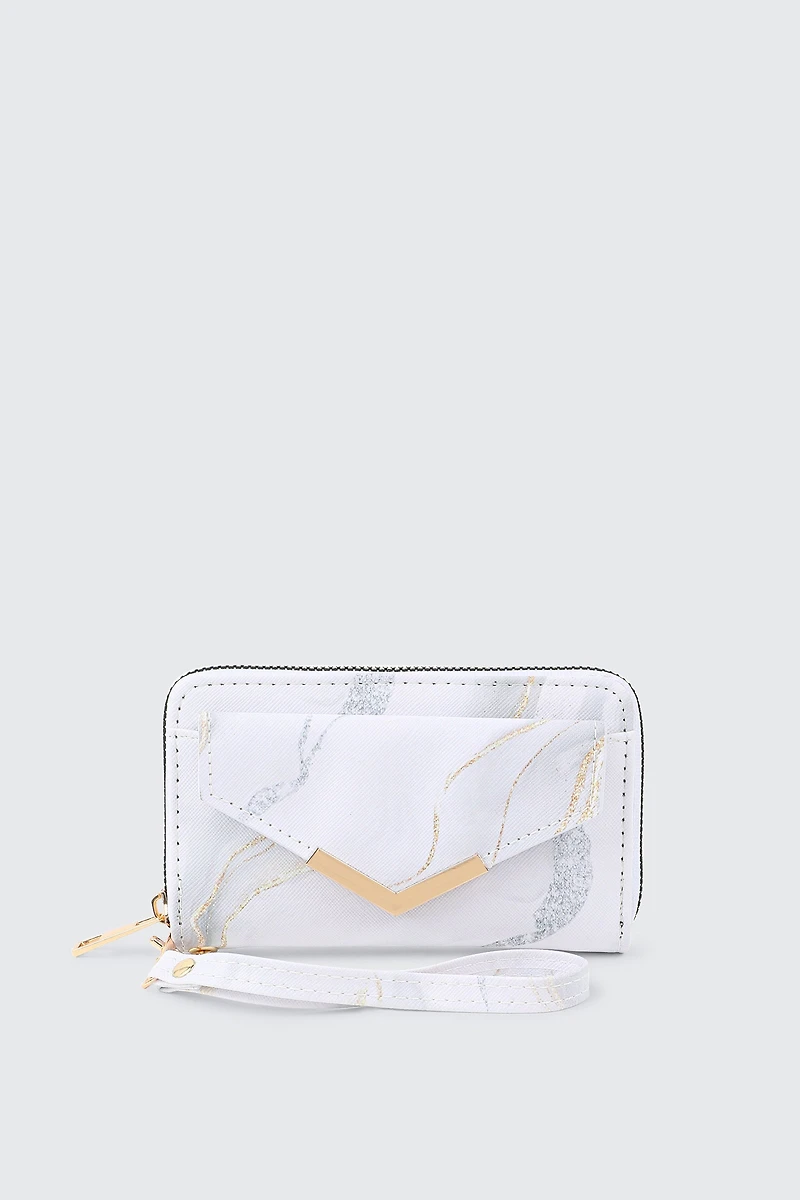 Ardene Small Envelope Wallet in White | 100% Recycled Polyester/Faux Leather | Eco-Conscious