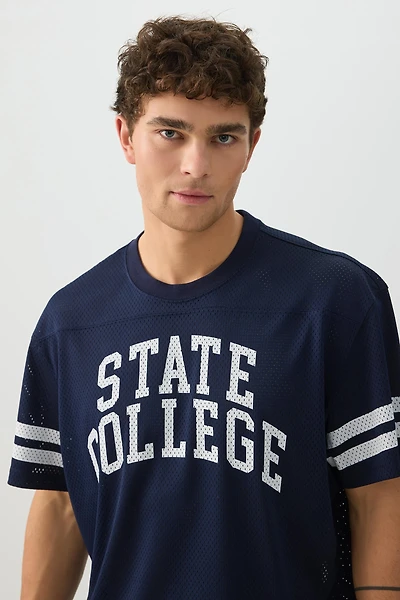 Ardene Man Boxy Mesh Sports Jersey Shirt For Men in Dark Blue | Size | Polyester