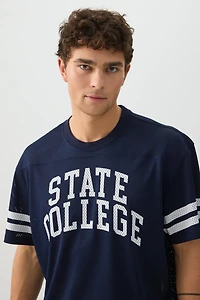 Ardene Man Boxy Mesh Sports Jersey Shirt For Men in Dark Blue | Size | Polyester