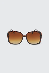 Ardene Oversized Square Sunglasses with Chain in Brown
