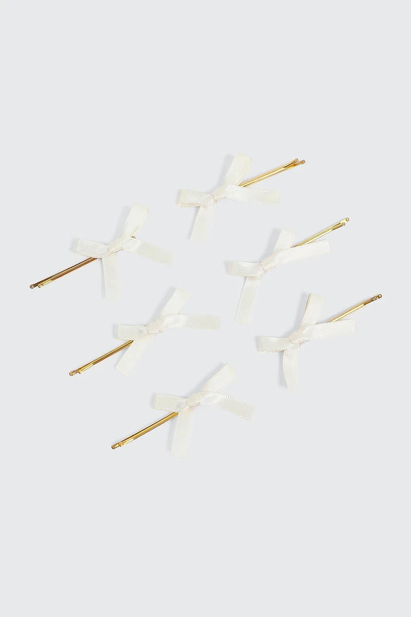 Ardene 6-Pack Bow Hair Pins in White