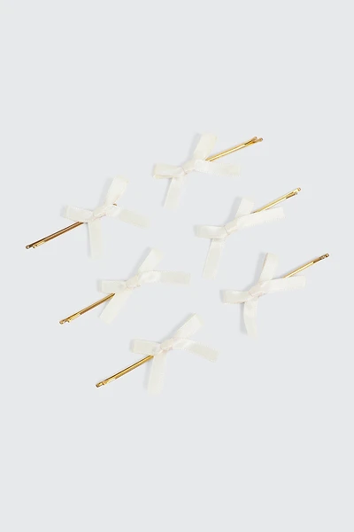 Ardene 6-Pack Bow Hair Pins in White