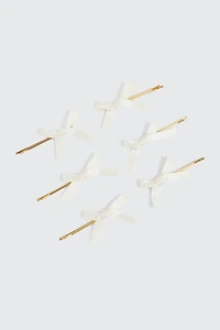 Ardene 6-Pack Bow Hair Pins in White