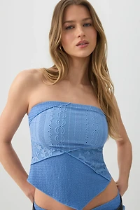 Haut tube en tricot et dentelle patchwork