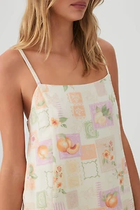 Combishort à encolure carrée en mélange de lin