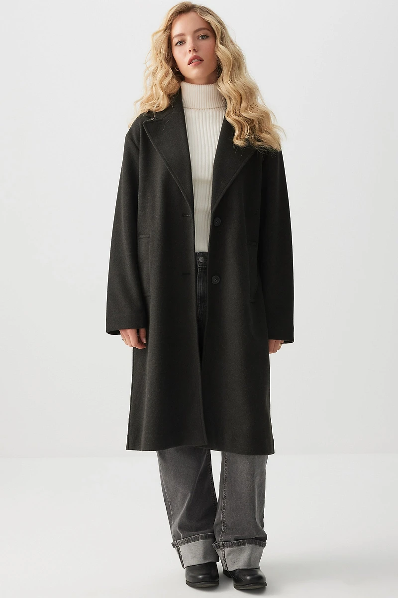 Ardene Two-Button Brushed Felt Coat in | Size | Polyester