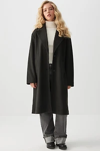 Ardene Two-Button Brushed Felt Coat in | Size | Polyester