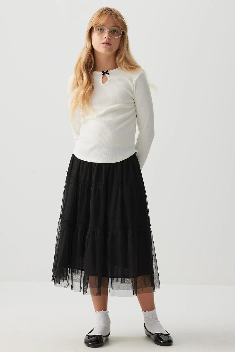 Haut à manches longues en pointelle boucle