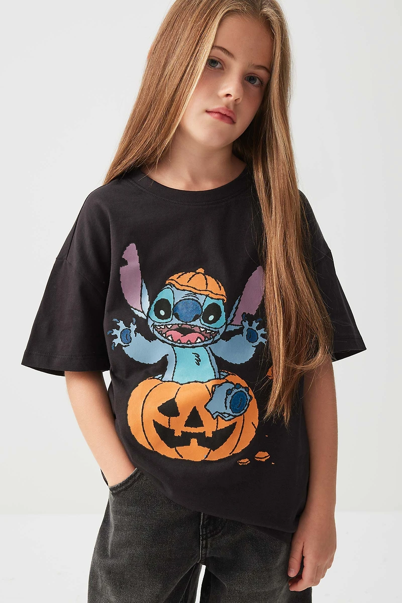 Ardene Kids Pumpkin Stitch T-Shirt in Black | Size | Cotton