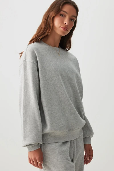 Ardene MADESOFT Fleece Crew Neck Sweatshirt in Cobblestone Grey | Size | Polyester/Cotton | Eco-Conscious
