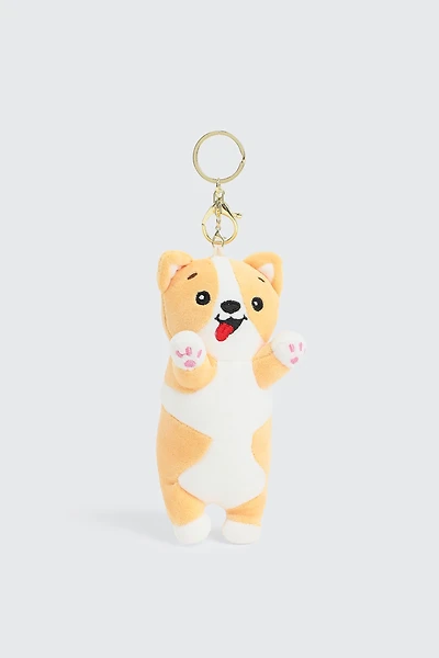 Ardene Plushie Long Dog Charm in Orange