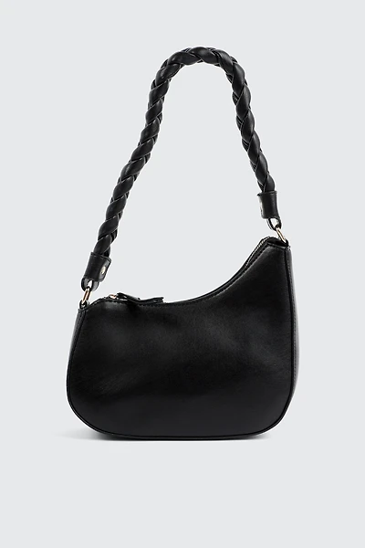Ardene Braided Strap Baguette Bag in Black | 100% Recycled Polyester/Faux Leather | Eco-Conscious