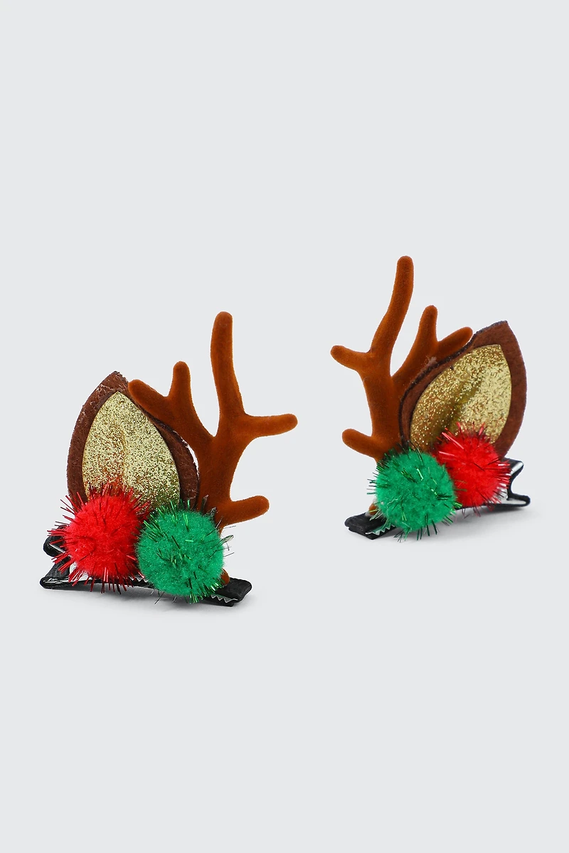Ardene 2-Pack Reindeer Antler Hair Clips in Brown