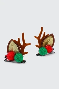 Ardene 2-Pack Reindeer Antler Hair Clips in Brown