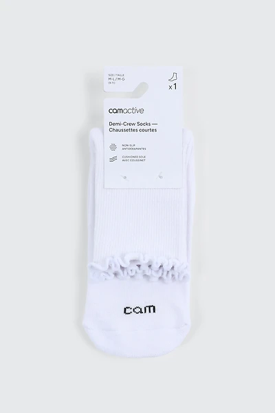 Ardene camactive Demi Crew Socks in White | Size Small | Polyester/Spandex