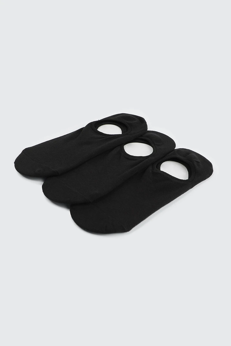 Ardene 3-Pack Cotton Blend Shoe Liners in Black | Nylon/Cotton/Elastane