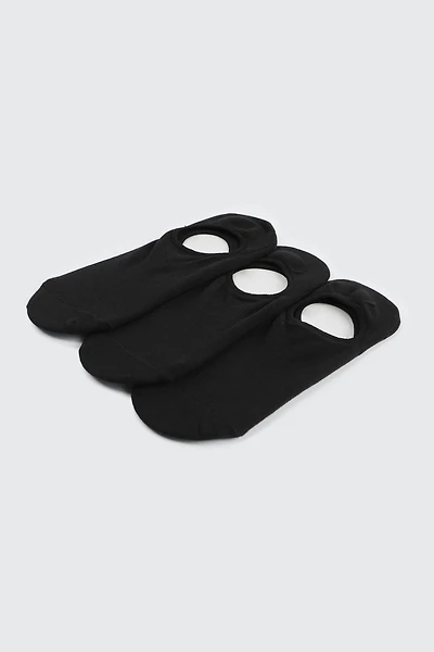 Ardene 3-Pack Cotton Blend Shoe Liners in Black | Nylon/Cotton/Elastane