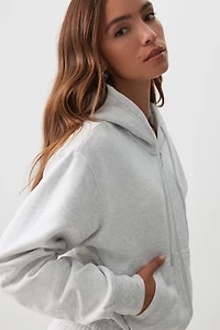 Ardene MADESOFT Fleece Short Zip Up Hoodie in Mushroom | Size | Polyester/Cotton | Eco-Conscious
