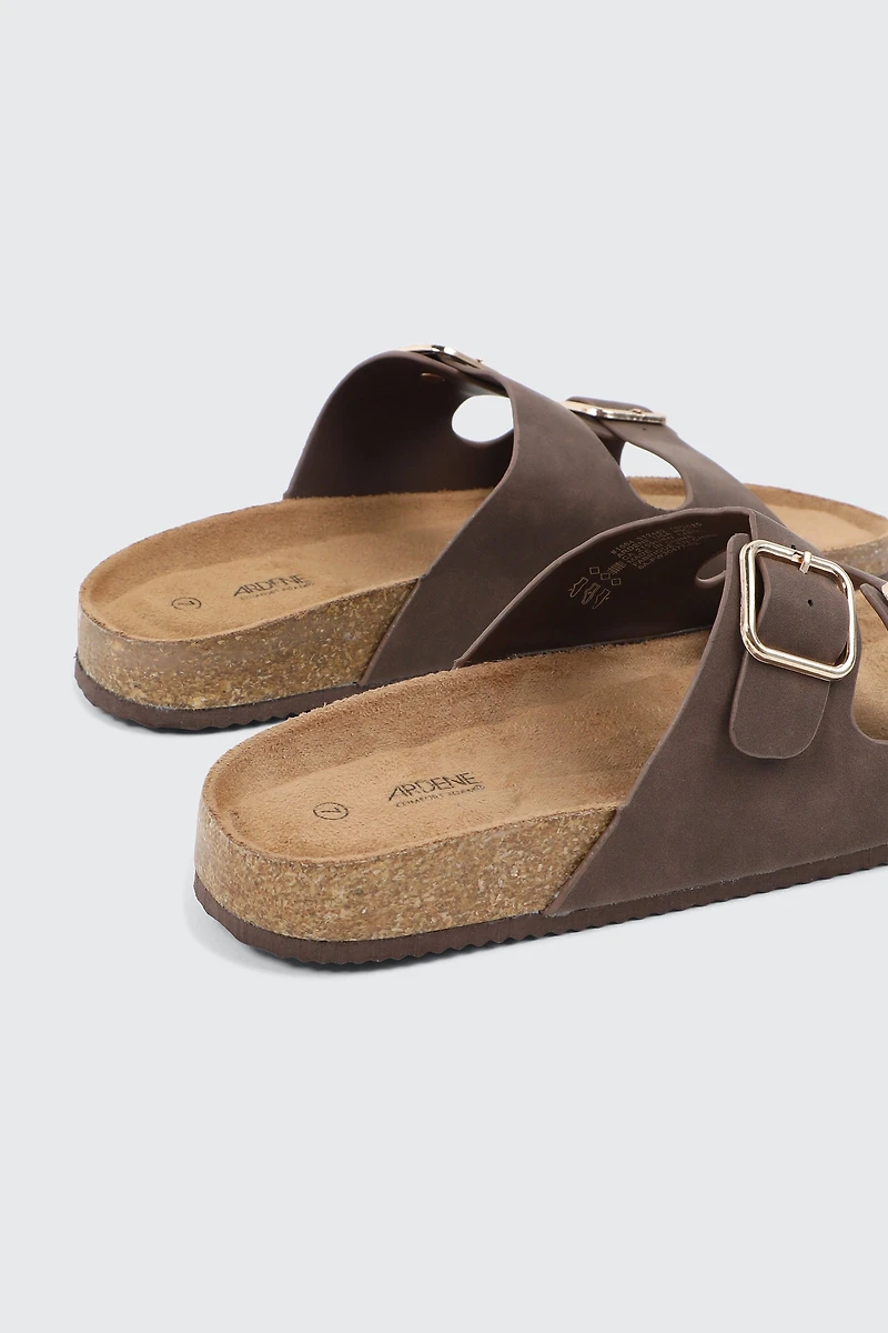 Sandales à deux boucles en faux cuir