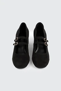 Chaussures Mary Jane à talon bloc en faux suède
