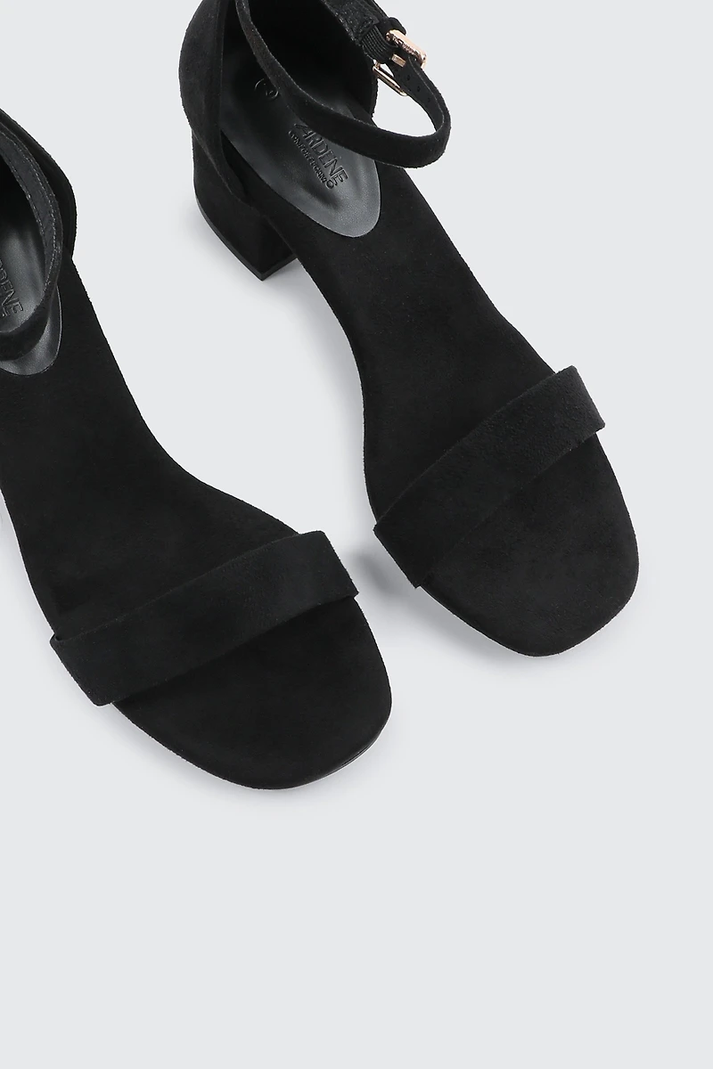 Sandales à talon bloc en faux suède