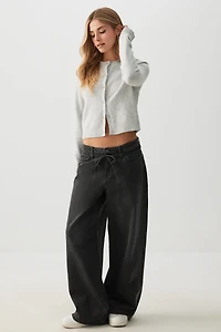 Ardene The Sunday Wide Leg Slouchy Belted Jean in | Size | 100% Cotton