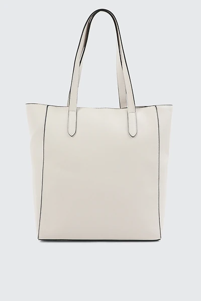 Ardene Minimalist Faux Leather Tote Bag in Beige | Faux Leather/Polyester