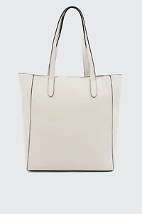 Ardene Minimalist Faux Leather Tote Bag in Beige | Faux Leather/Polyester
