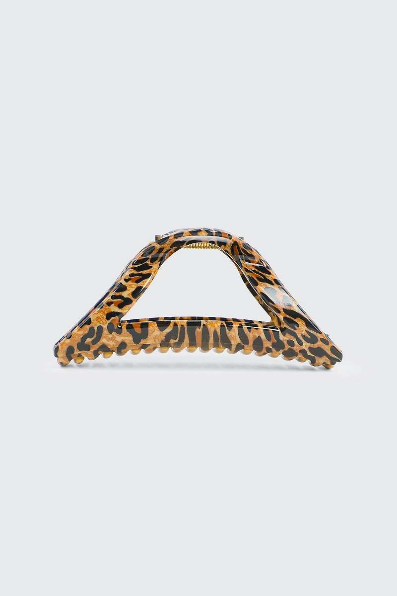 Ardene Cutout Leopard Hair Claw in Brown