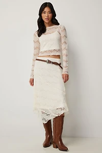 Haut à manches longues en dentelle avec doublure