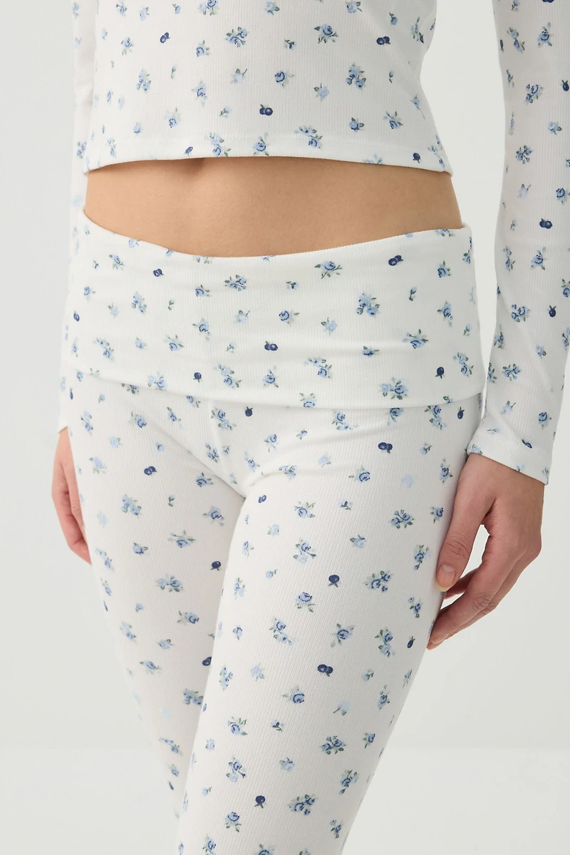 Pantalon pyjama côtelé très doux à motif de fruits