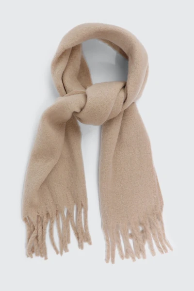Ardene Rectangular Scarf with Fringes in Beige | Polyester