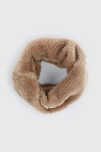 Ardene Faux Fur Crossover Snood in Brown | Polyester