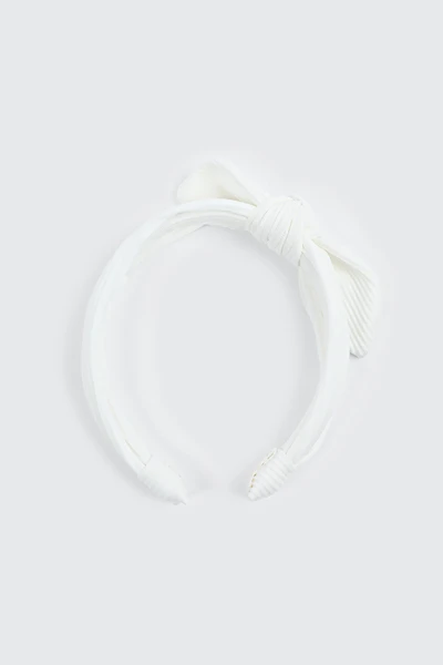 Ardene Rib Bow Headband in White | Polyester