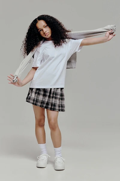 Ardene Kids Plaid Mini Skirt in Brown | Size | Polyester/Spandex/Viscose