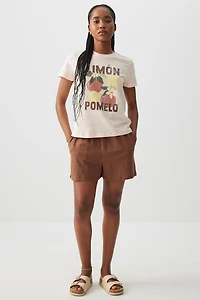 Ardene Slub Jersey Shorts in Brown | Size | Polyester/Elastane