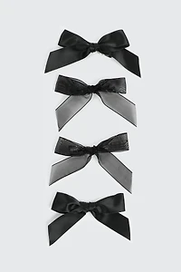 Ardene 4-Pack Satin Bow Hair Clips in Black