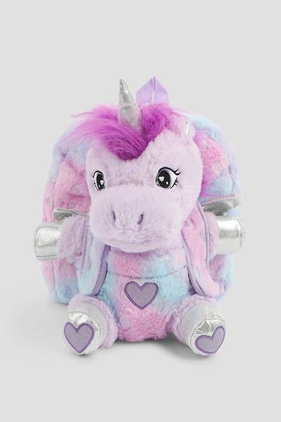 Ardene Kids Backpack with Animal Plushie in Lilac | Polyester