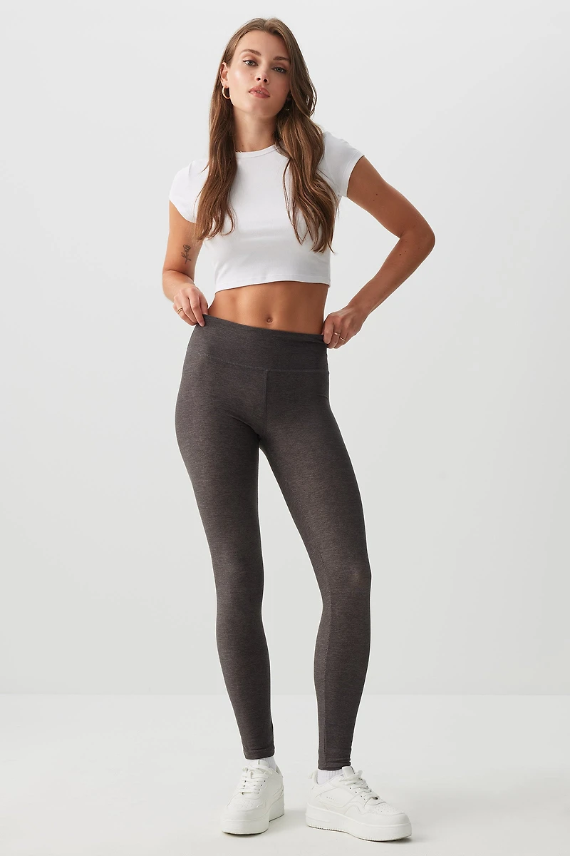 Ardene Super Soft Wide Waistband Leggings in Dark Grey | Size | Polyester/Spandex | Eco-Conscious