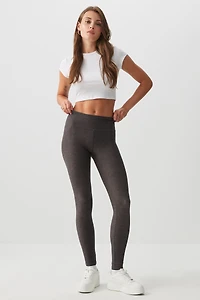 Ardene Super Soft Wide Waistband Leggings in Dark Grey | Size | Polyester/Spandex | Eco-Conscious